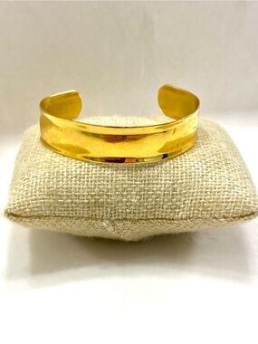 Chunky Gold Cuff Bracelet Concave Wide Curved Metal Statement Bangle Minimalist